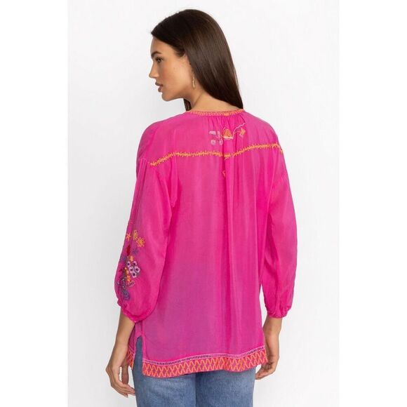 Johnny Was Pink Zadonia Embroidered Blouse - Picture 4 of 12